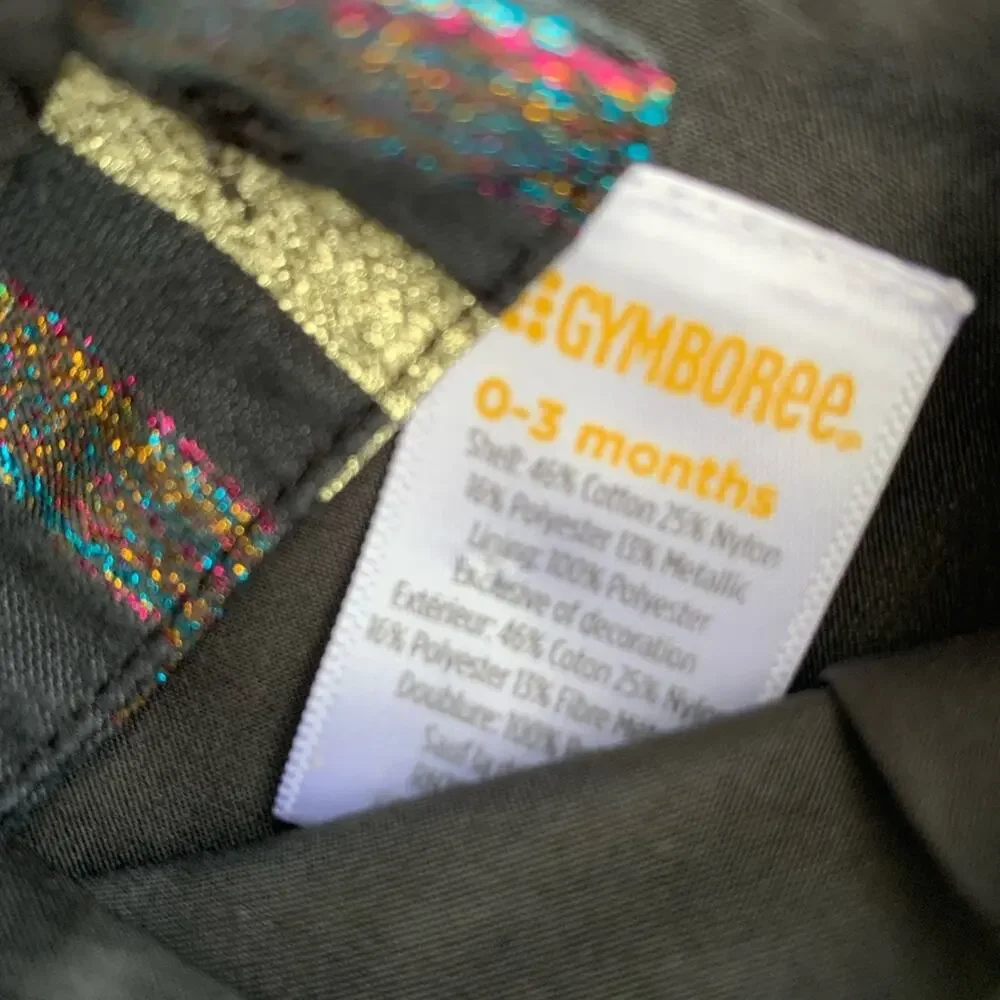 Gymboree Black Gold Glitter Dress Size 0-3 Months